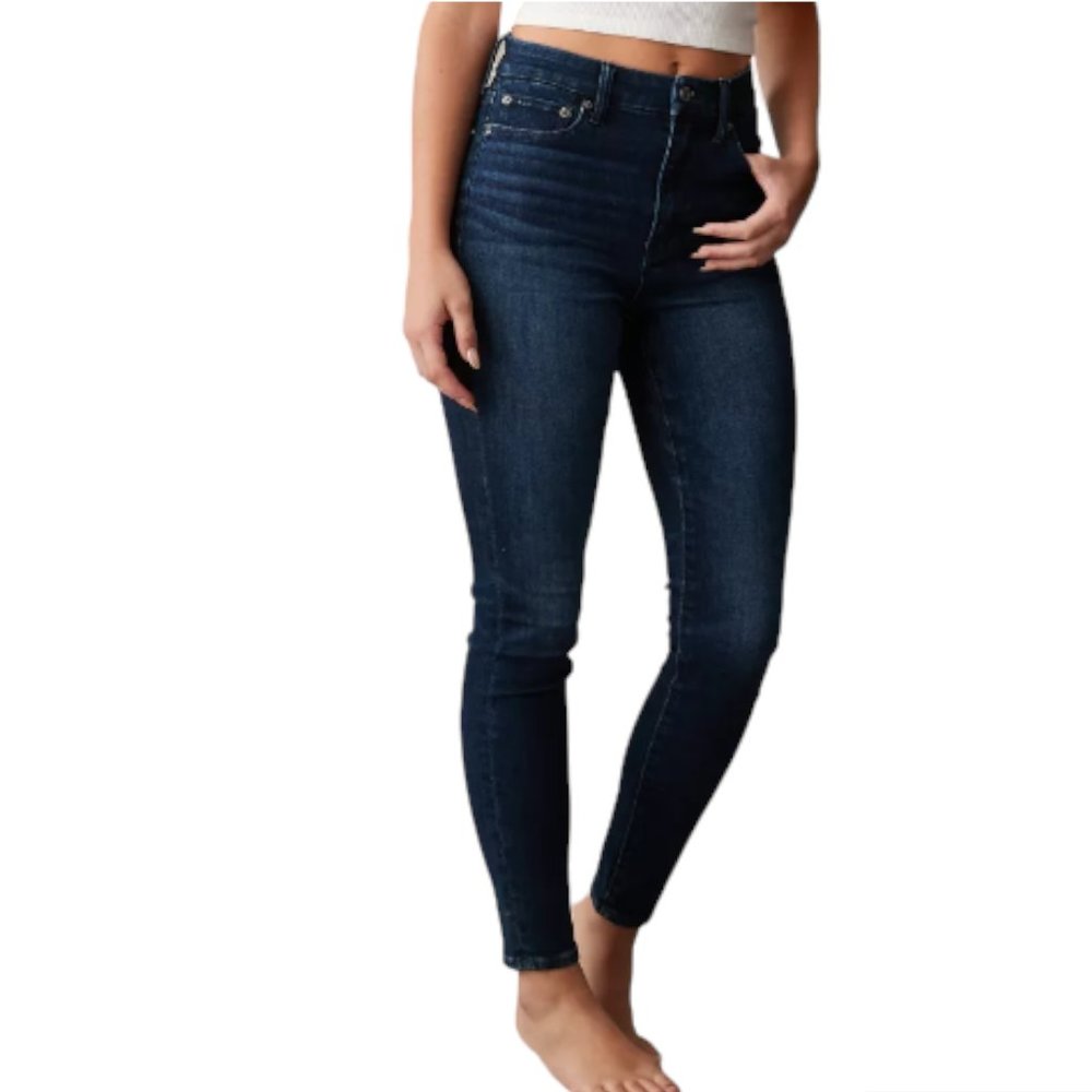 American Eagle Dark Indigo Mid rise 25" Inseam Classic Skinny Jeans / Jeggings 4